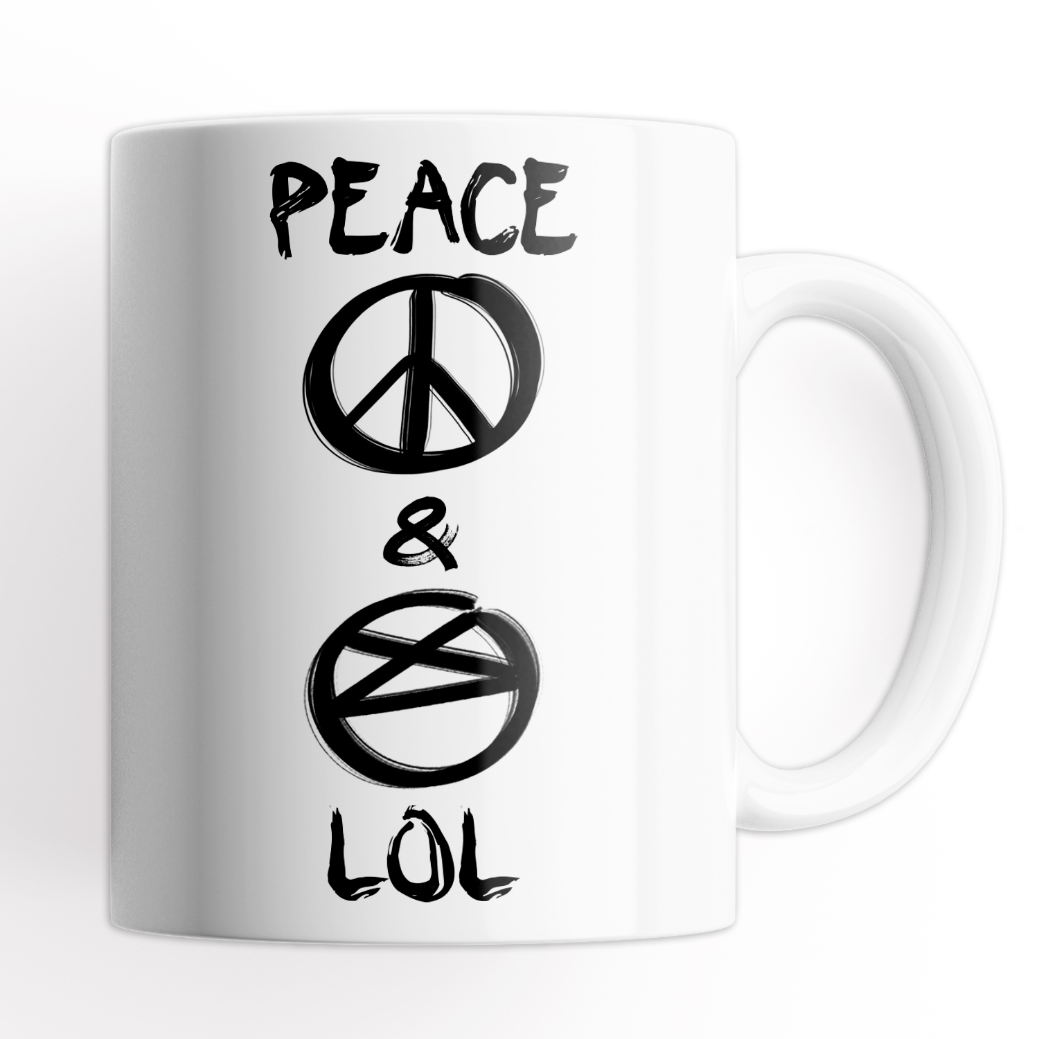 Tazza Peace and LoL - Con scritta e illustrazione Simpatica idea regalo -  Mug 320 ml in Ceramica