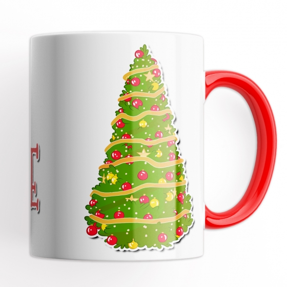 Tazza Buon Natale - Idea Regalo con Manico e Interno Rosso, illustrazione e scritta Nataliazia - Mug 320 ml in Ceramica
