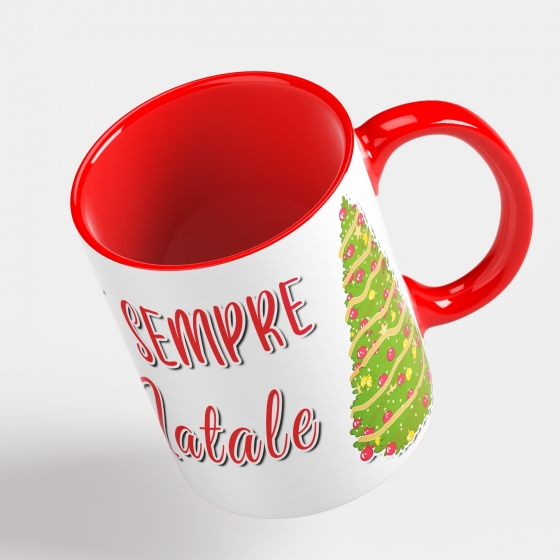 Tazza Insieme è sempre Natale - Idea Regalo con Manico e Interno Rosso, scritta Nataliazia - Mug 320 ml in Ceramica