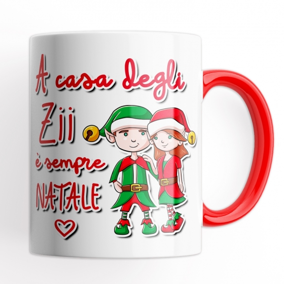 Tazza A casa degli zii è sempre Natale - Idea Regalo Natale - Colore Rosso, scritta Nataliazia - Famiglia Mug 320 ml in Ceramica