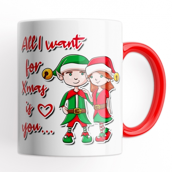 Tazza All i want for Christmas is You - Idea Regalo - Colore Rosso - Coppia Mug 320 ml in Ceramica