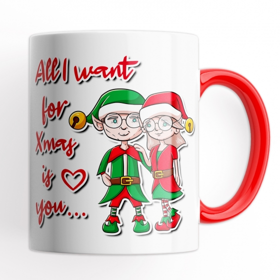 Tazza All i want for Christmas is You - Idea Regalo Nonni - Colore Rosso - Mug 320 ml in Ceramica