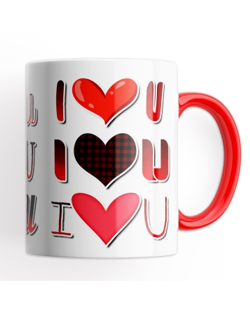Tazza San Valentino I Love You - Idea Regalo - Mug 320 ml in Ceramica Interno e Manico Rosso