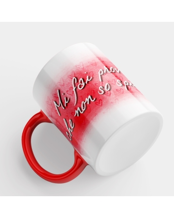 Tazza Mi fai provare emozioni, Idea Regalo Amore San Valentino - Mug 320 ml in Ceramica Interno e Manico Rosso